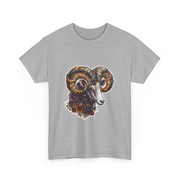 Bohemian Ram Graphic Tee, Casual Apparel, Gift for Animal Lovers, Festival Wear, Unisex T-Shirt, Nature-Inspired Clothing