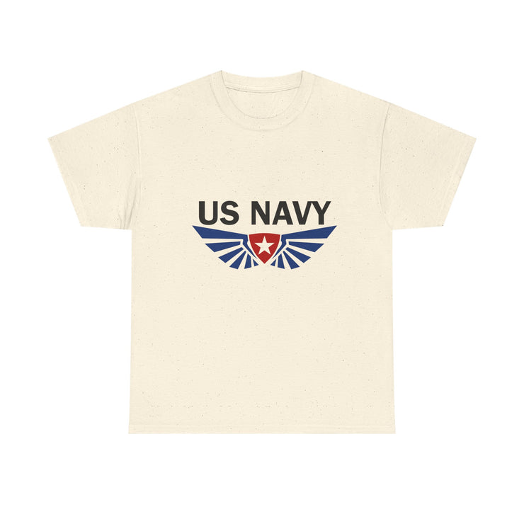 US Navy Winged Logo Unisex Heavy Cotton Tee, Military Apparel, Veteran Gift, Casual Wear, Patriotic Clothing, Gift for Him/Her