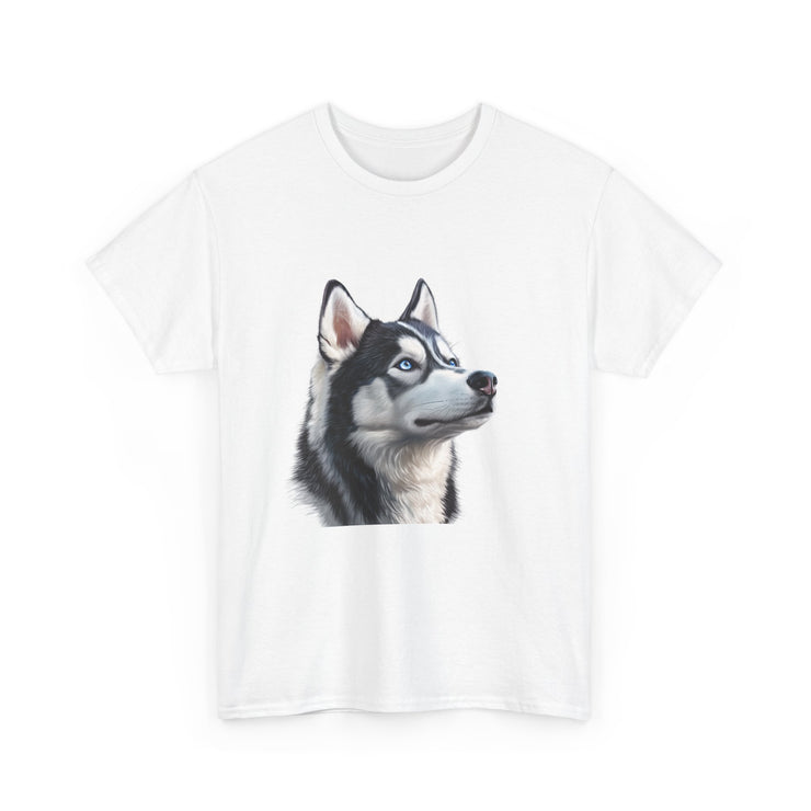 Siberian Husky Heavy Cotton Tee, Cozy Dog Lover Shirt, Unisex Graphic Tee, Pet Owner Gift, Cute Animal Apparel