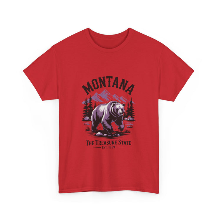 Montana Bear Graphic Tee | Unisex Heavy Cotton Tee, Adventure Shirt, Nature Lover Gift, Hiking Apparel, Travel Tee, Wilderness Wear, USA States Design