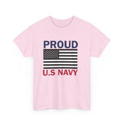 Proud U.S. Navy Unisex Heavy Cotton Tee, Veteran Gifts, Military Apparel, Patriotic Shirt, Independence Day, Memorial Day