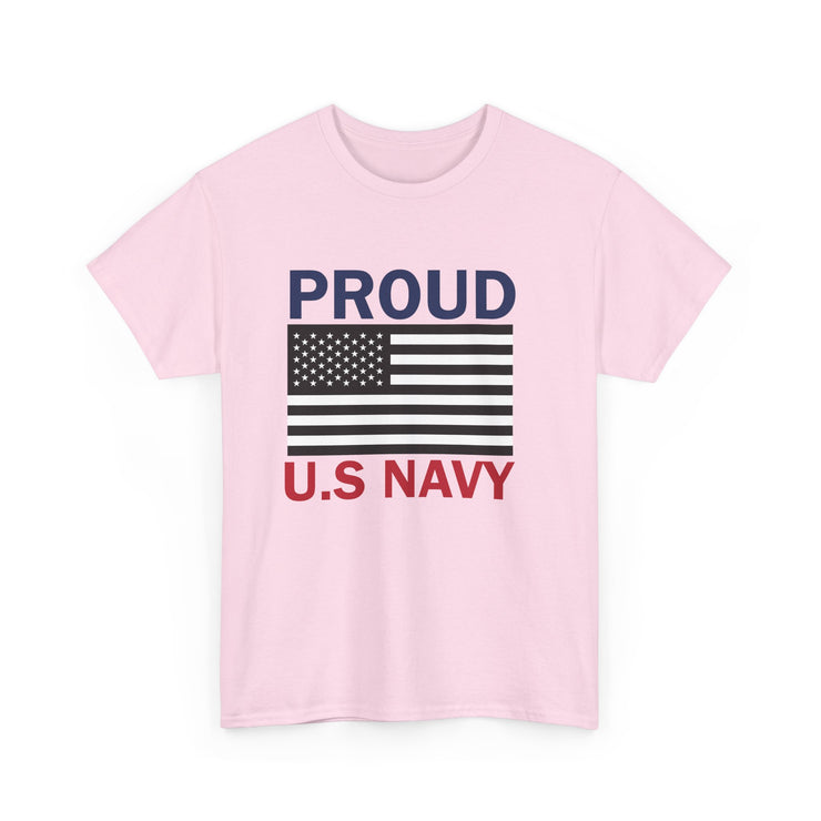 Proud U.S. Navy Unisex Heavy Cotton Tee, Veteran Gifts, Military Apparel, Patriotic Shirt, Independence Day, Memorial Day
