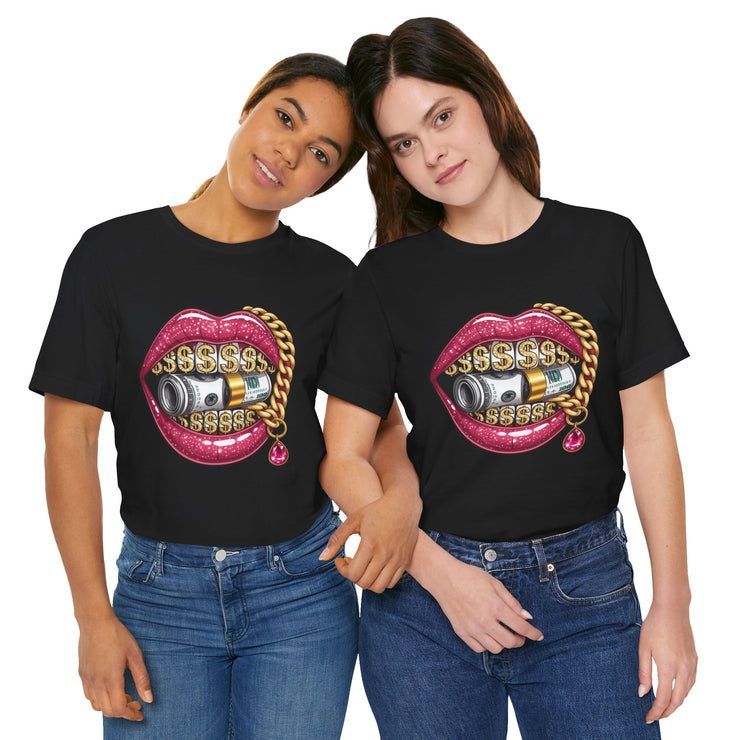 Glamorous Money Lips Tee, Trendy Graphic Shirt, Fashion Statement Tee, Gift for Her, Casual Streetwear