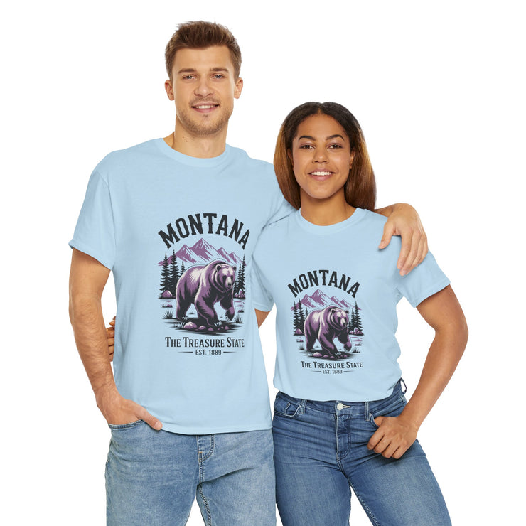 Montana Bear Graphic Tee | Unisex Heavy Cotton Tee, Adventure Shirt, Nature Lover Gift, Hiking Apparel, Travel Tee, Wilderness Wear, USA States Design