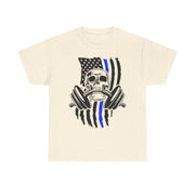 Unisex Skull American Flag Tee, Gym Shirt, Fitness Apparel, Workout Gift, Casual Wear, Patriotic Activewear