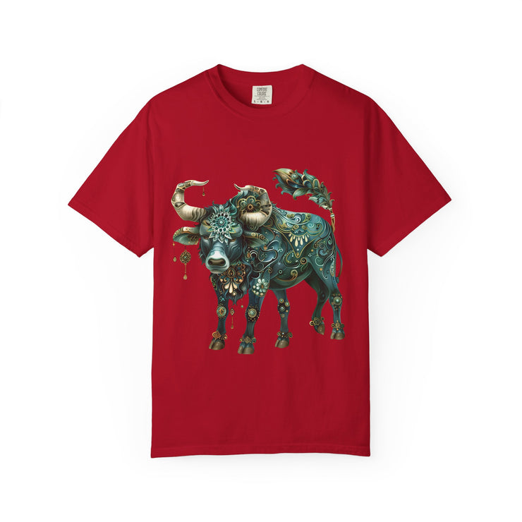 Bohemian Bull T-Shirt, Artistic Graphic Tee, Unisex Shirt for Cow Lovers, Gift for Occasions, Casual Wear, Eco-Friendly Style