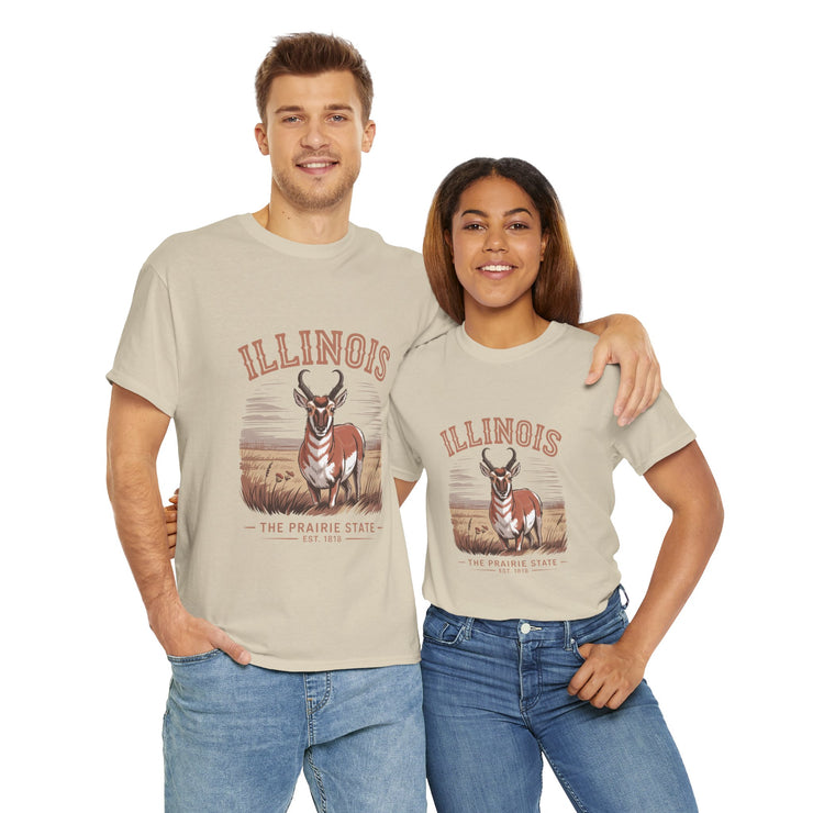 Illinois Prairie State Tee, Vintage Graphic T-Shirt, Unisex Casual Wear, Gift for Nature Lovers, Travel Souvenir, USA States Design