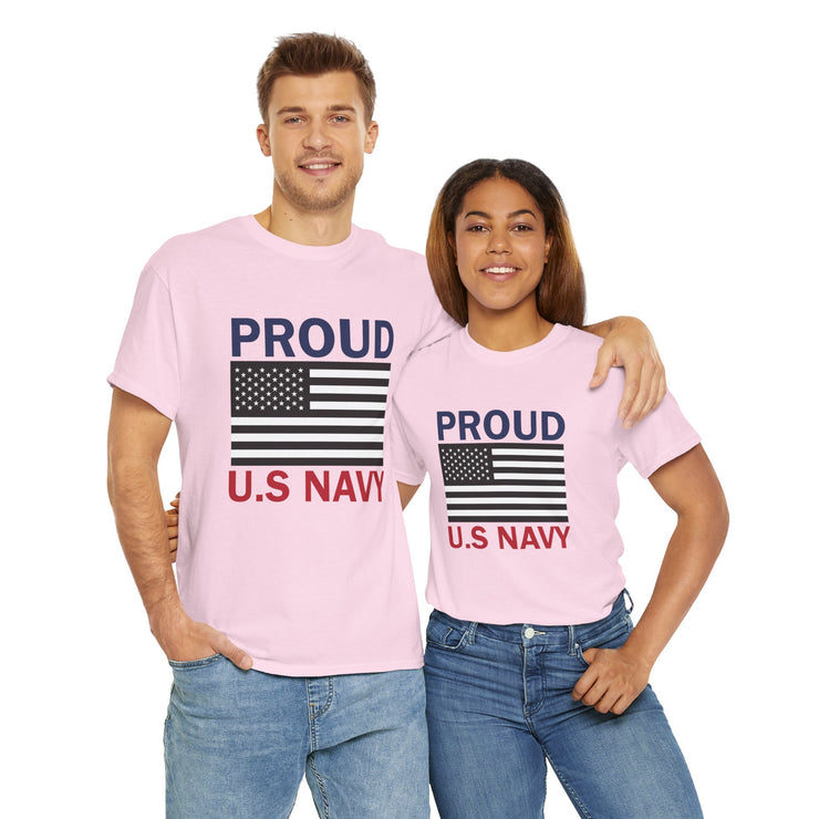 Proud U.S. Navy Unisex Heavy Cotton Tee, Veteran Gifts, Military Apparel, Patriotic Shirt, Independence Day, Memorial Day