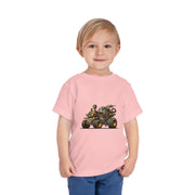 Toddler Short Sleeve Tee with Fun Vehicle Design, Birthday Gift, Kids' Fashion, Playtime Wear, Adventure Apparel