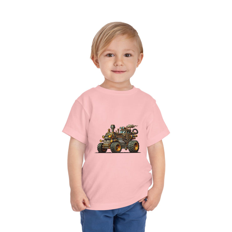 Toddler Short Sleeve Tee with Fun Vehicle Design, Birthday Gift, Kids' Fashion, Playtime Wear, Adventure Apparel