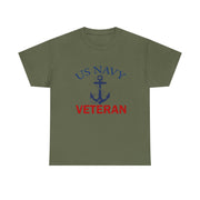 US Navy Veteran Unisex Heavy Cotton Tee, Military Pride Shirt, Veteran Gift, Casual Wear, Patriotic Apparel, Anchor Design T-Shirt