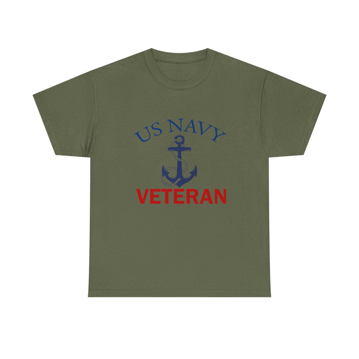 US Navy Veteran Unisex Heavy Cotton Tee, Military Pride Shirt, Veteran Gift, Casual Wear, Patriotic Apparel, Anchor Design T-Shirt