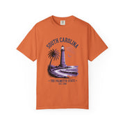 South Carolina Lighthouse T-Shirt, Unisex Garment-Dyed Tee, Coastal Vibes Shirt, Summer Travel Apparel, USA States Design