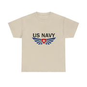US Navy Winged Logo Unisex Heavy Cotton Tee, Military Apparel, Veteran Gift, Casual Wear, Patriotic Clothing, Gift for Him/Her