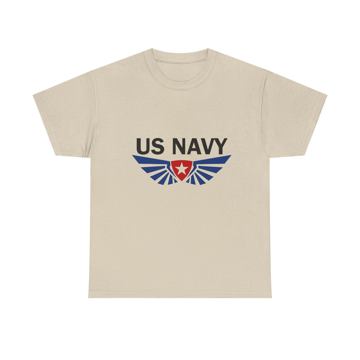 US Navy Winged Logo Unisex Heavy Cotton Tee, Military Apparel, Veteran Gift, Casual Wear, Patriotic Clothing, Gift for Him/Her