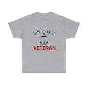 US Navy Veteran Unisex Heavy Cotton Tee, Military Pride Shirt, Veteran Gift, Casual Wear, Patriotic Apparel, Anchor Design T-Shirt