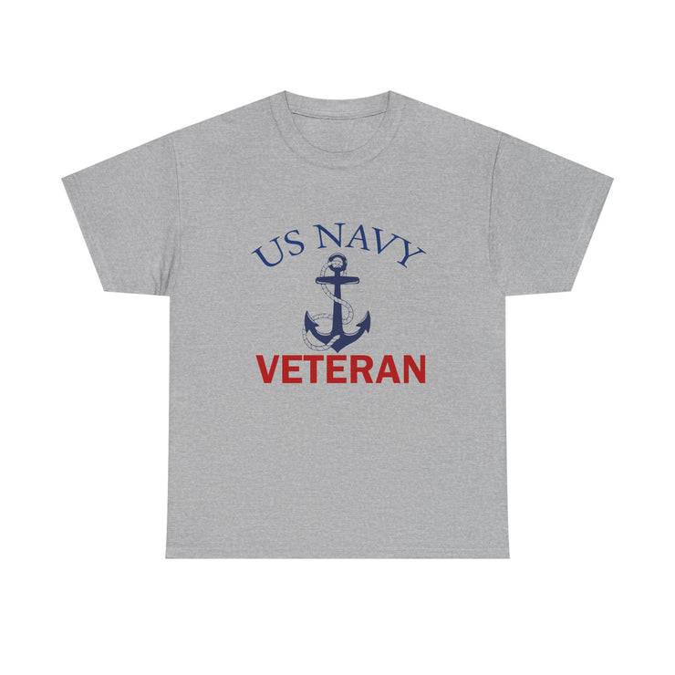 US Navy Veteran Unisex Heavy Cotton Tee, Military Pride Shirt, Veteran Gift, Casual Wear, Patriotic Apparel, Anchor Design T-Shirt