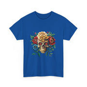 Floral Skull Tee - Unisex Heavy Cotton | Boho Style Shirt, Festival Wear, Gothic Aesthetic, Unique Gift, Casual Everyday Top