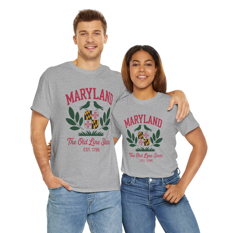Maryland Heritage Tee | Unisex Cotton Shirt, Old Line State Apparel, Travel Souvenir, Gift for Maryland Lovers, Vintage Maryland Design,USA States Design
