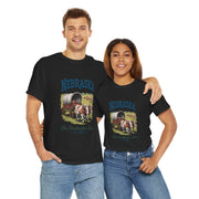 Nebraska Heritage Unisex Heavy Cotton Tee, Vintage State Shirt, Nebraska Flag Apparel, Midwest Pride T-Shirt, Cowpoke Style Tee, USA States Design