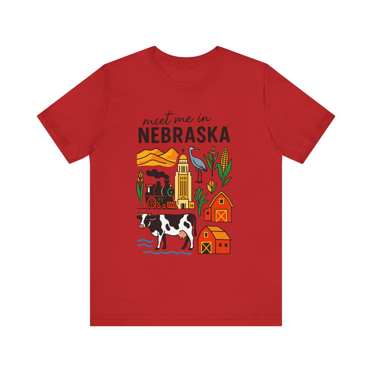 Nebraska Graphic Tee, Unisex Jersey Short Sleeve Tee, Souvenir Shirt, USA States Design