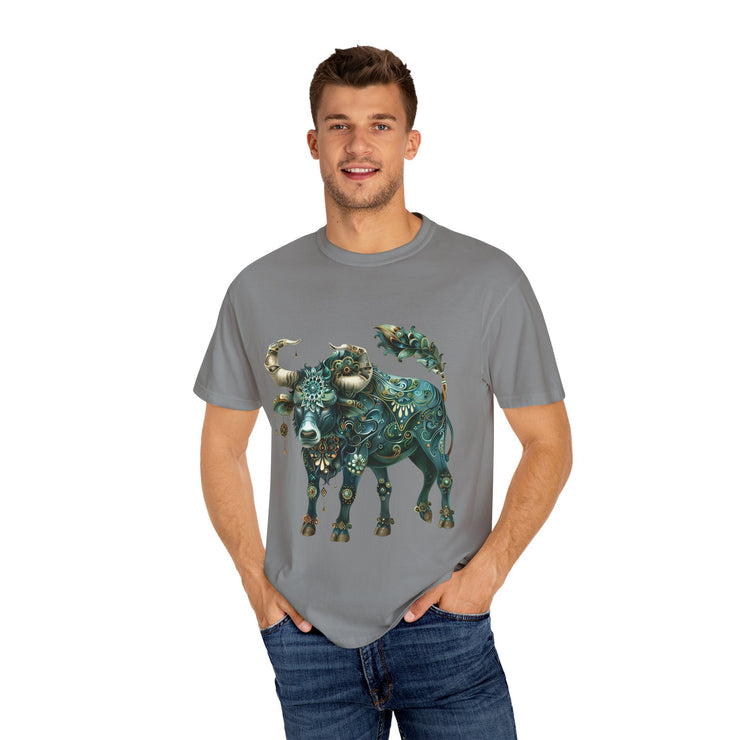 Bohemian Bull T-Shirt, Artistic Graphic Tee, Unisex Shirt for Cow Lovers, Gift for Occasions, Casual Wear, Eco-Friendly Style