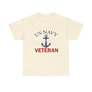 US Navy Veteran Unisex Heavy Cotton Tee, Military Pride Shirt, Veteran Gift, Casual Wear, Patriotic Apparel, Anchor Design T-Shirt