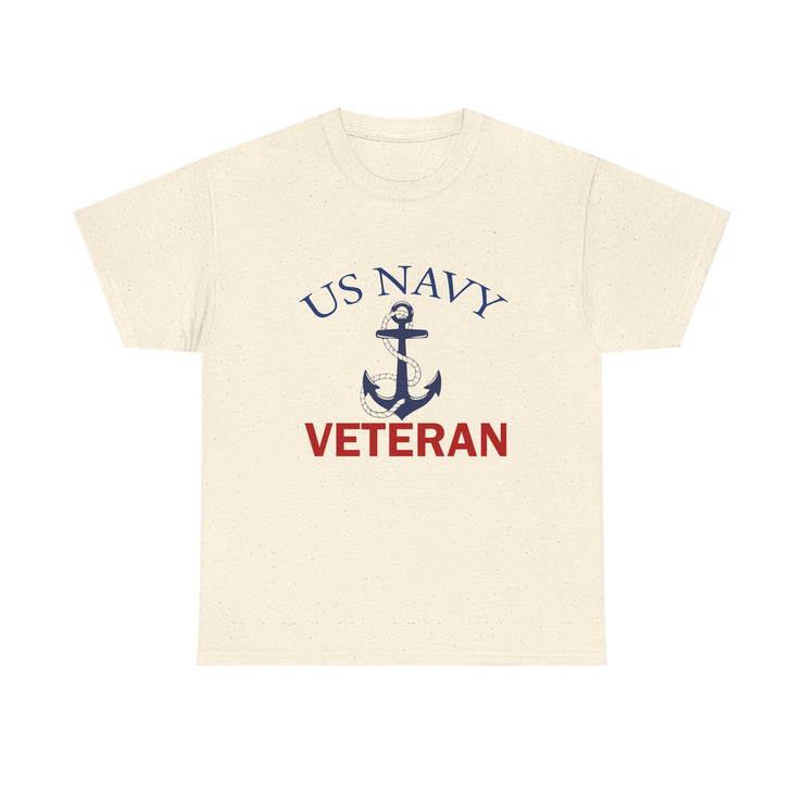 US Navy Veteran Unisex Heavy Cotton Tee, Military Pride Shirt, Veteran Gift, Casual Wear, Patriotic Apparel, Anchor Design T-Shirt