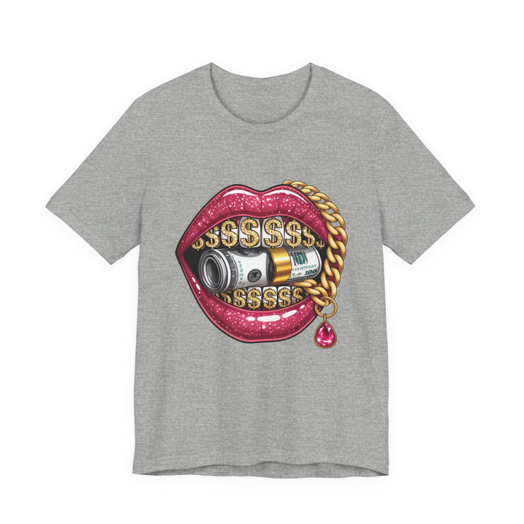 Glamorous Money Lips Tee, Trendy Graphic Shirt, Fashion Statement Tee, Gift for Her, Casual Streetwear