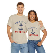 US Navy Veteran Unisex Heavy Cotton Tee, Military Pride Shirt, Veteran Gift, Casual Wear, Patriotic Apparel, Anchor Design T-Shirt