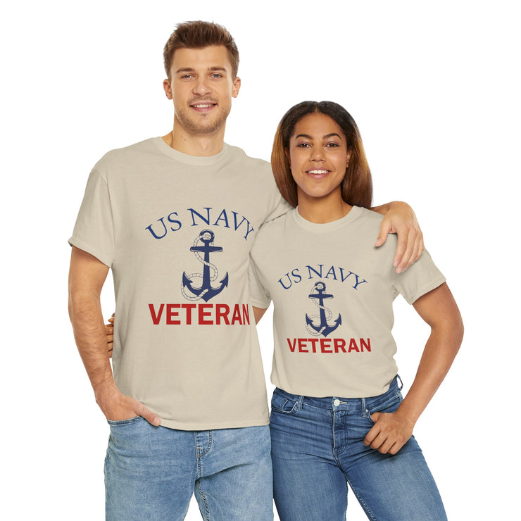 US Navy Veteran Unisex Heavy Cotton Tee, Military Pride Shirt, Veteran Gift, Casual Wear, Patriotic Apparel, Anchor Design T-Shirt