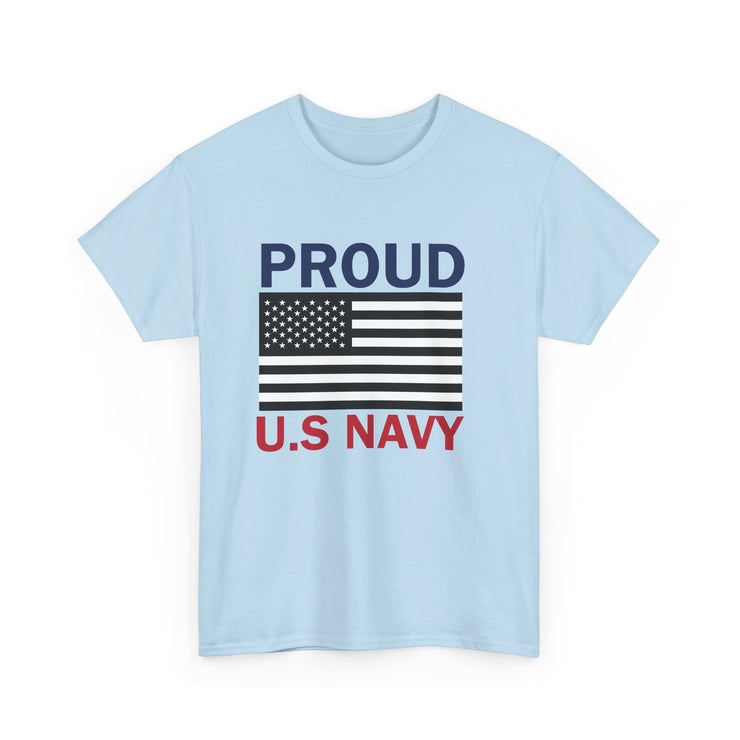 Proud U.S. Navy Unisex Heavy Cotton Tee, Veteran Gifts, Military Apparel, Patriotic Shirt, Independence Day, Memorial Day