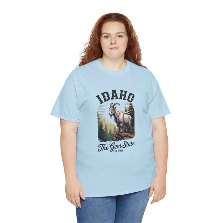 Idaho Gem State Tee, Unisex Heavy Cotton Shirt, Vintage Idaho Style T-Shirt, Nature Lover Apparel, Gift for Idaho Residents, USA States Design