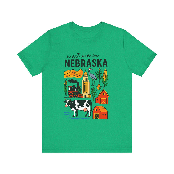 Nebraska Graphic Tee, Unisex Jersey Short Sleeve Tee, Souvenir Shirt, USA States Design
