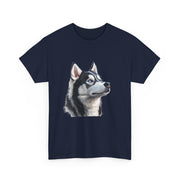 Siberian Husky Heavy Cotton Tee, Cozy Dog Lover Shirt, Unisex Graphic Tee, Pet Owner Gift, Cute Animal Apparel