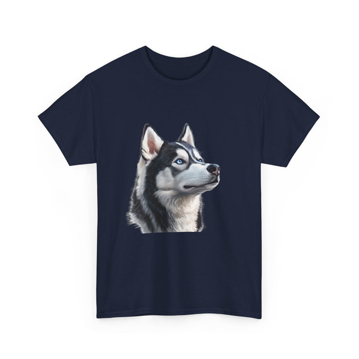 Siberian Husky Heavy Cotton Tee, Cozy Dog Lover Shirt, Unisex Graphic Tee, Pet Owner Gift, Cute Animal Apparel