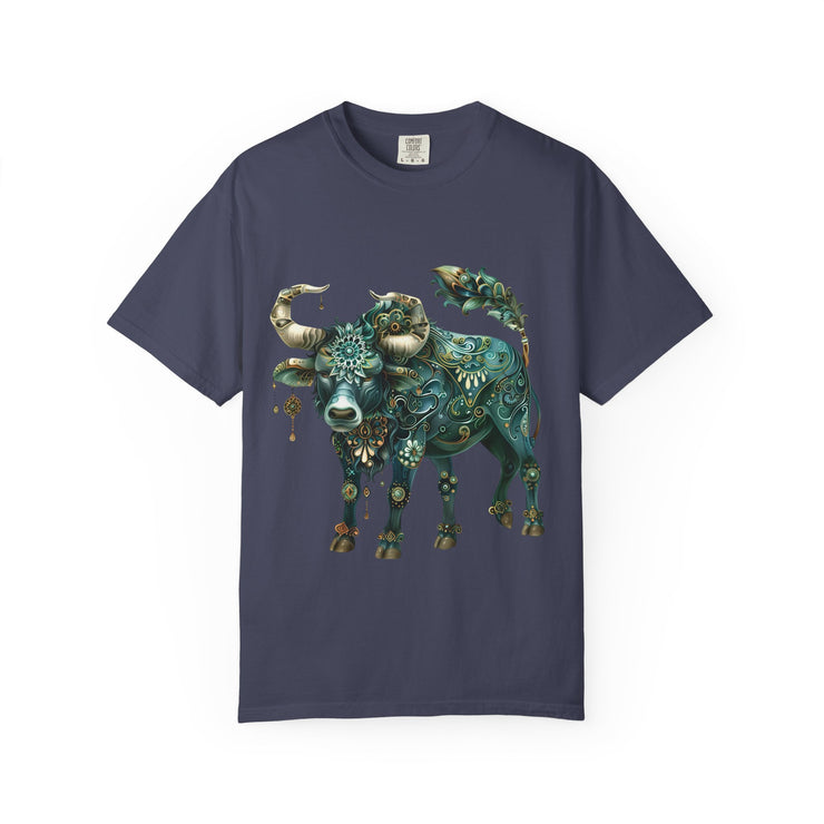 Bohemian Bull T-Shirt, Artistic Graphic Tee, Unisex Shirt for Cow Lovers, Gift for Occasions, Casual Wear, Eco-Friendly Style