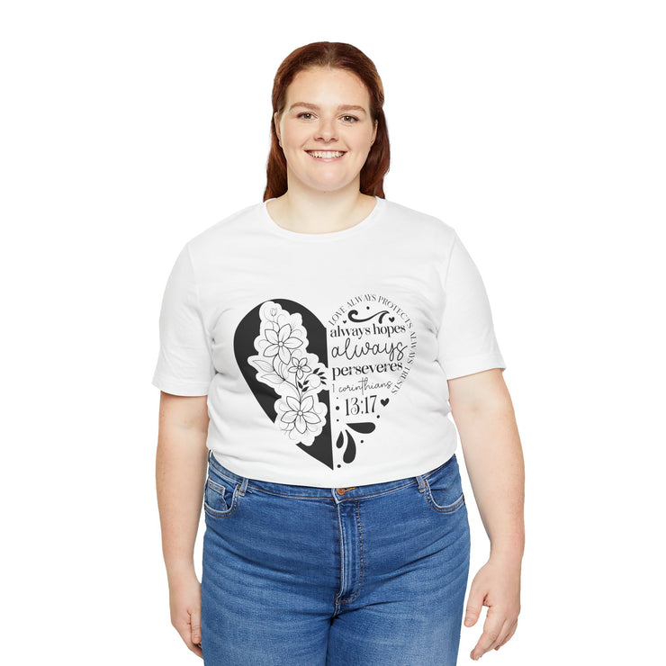 Heartfelt Floral Unisex Tee, Inspirational Shirt, Gift for Her, Motivational Apparel, Perfect for Birthdays, Everyday Wear