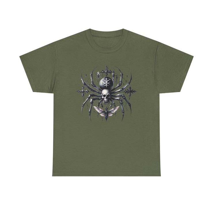 Gothic Spider Tee - Unisex Heavy Cotton Shirt for Halloween, Casual Wear, Unique Gift, Alternative Fashion, Edgy Apparel