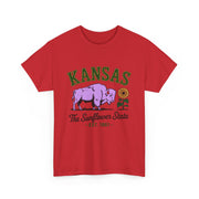 Kansas Sunflower State Tee, Unisex Heavy Cotton T-Shirt, Gift for Kansas Lovers, Cute State Pride Shirt, Fun Souvenir, Everyday Wear