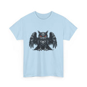 Owl Skull Graphic Tee, Unisex Heavy Cotton T-Shirt, Edgy Apparel for Halloween, Casual Wear, Gift for Gothic Style Lovers