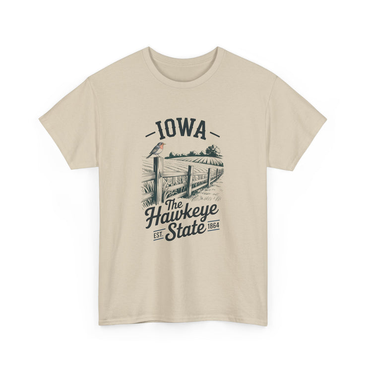 Iowa The Hawkeye State T-Shirt, Vintage Style Tee, Unisex Cotton Shirt, Iowa Pride Gift, USA States Design