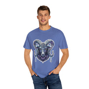 Mystical Ram Graphic Unisex T-shirt, Boho Tee, Astrology Shirt, Spiritual Gift, Festival Wear, Unique Graphic Tee