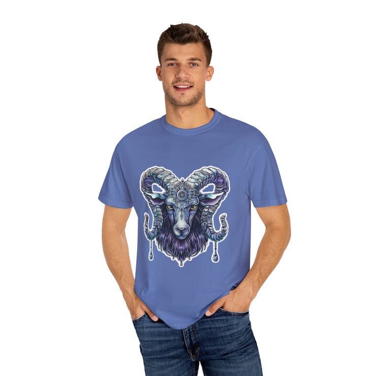 Mystical Ram Graphic Unisex T-shirt, Boho Tee, Astrology Shirt, Spiritual Gift, Festival Wear, Unique Graphic Tee