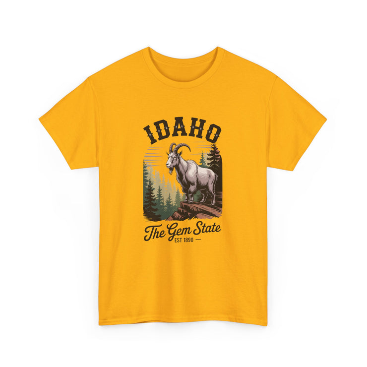 Idaho Gem State Tee, Unisex Heavy Cotton Shirt, Vintage Idaho Style T-Shirt, Nature Lover Apparel, Gift for Idaho Residents, USA States Design