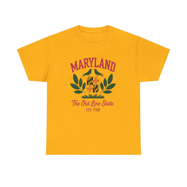 Maryland Heritage Tee | Unisex Cotton Shirt, Old Line State Apparel, Travel Souvenir, Gift for Maryland Lovers, Vintage Maryland Design,USA States Design