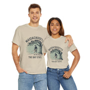 Massachusetts Vintage Unisex Heavy Cotton Tee, Rustic State T-Shirt, Travel Souvenir, Casual Wear, Gift for Locals and Tourists