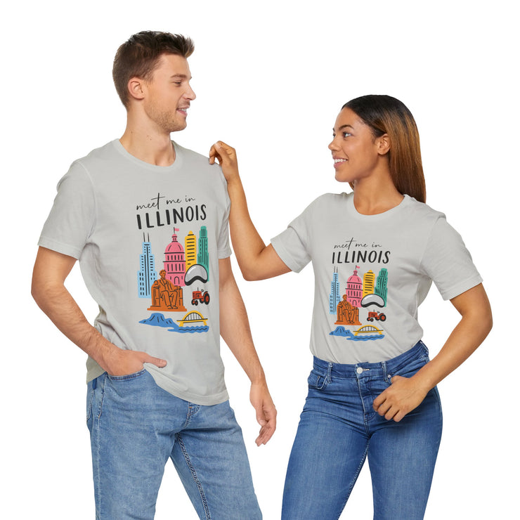 Illinois Graphic Tee | Unisex Short Sleeve T-Shirt, Illinois Souvenir Shirt, Travel Gift, Casual Wear, USA States Design