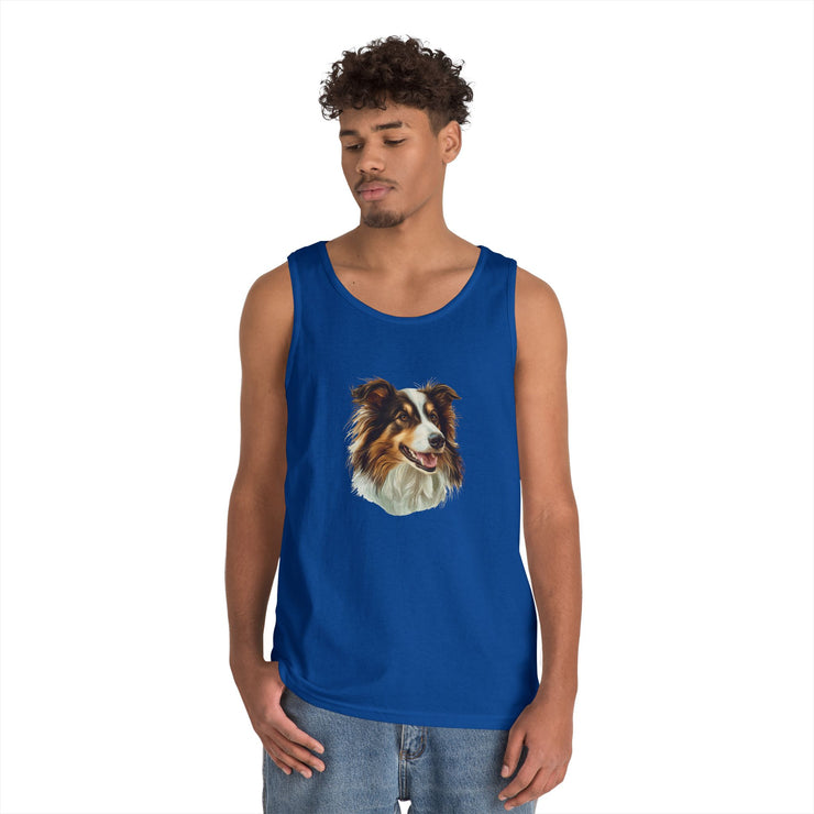Dog Lover's Unisex Heavy Cotton Tank Top - Cute Pet Art, Custom Gift for Dog Owners, Summer Casual Wear, Animal Lover Apparel