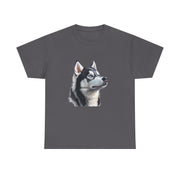 Siberian Husky Heavy Cotton Tee, Cozy Dog Lover Shirt, Unisex Graphic Tee, Pet Owner Gift, Cute Animal Apparel